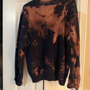Polo by Ralph Lauren Tie-Dye Black and Orange Crewneck Sweater